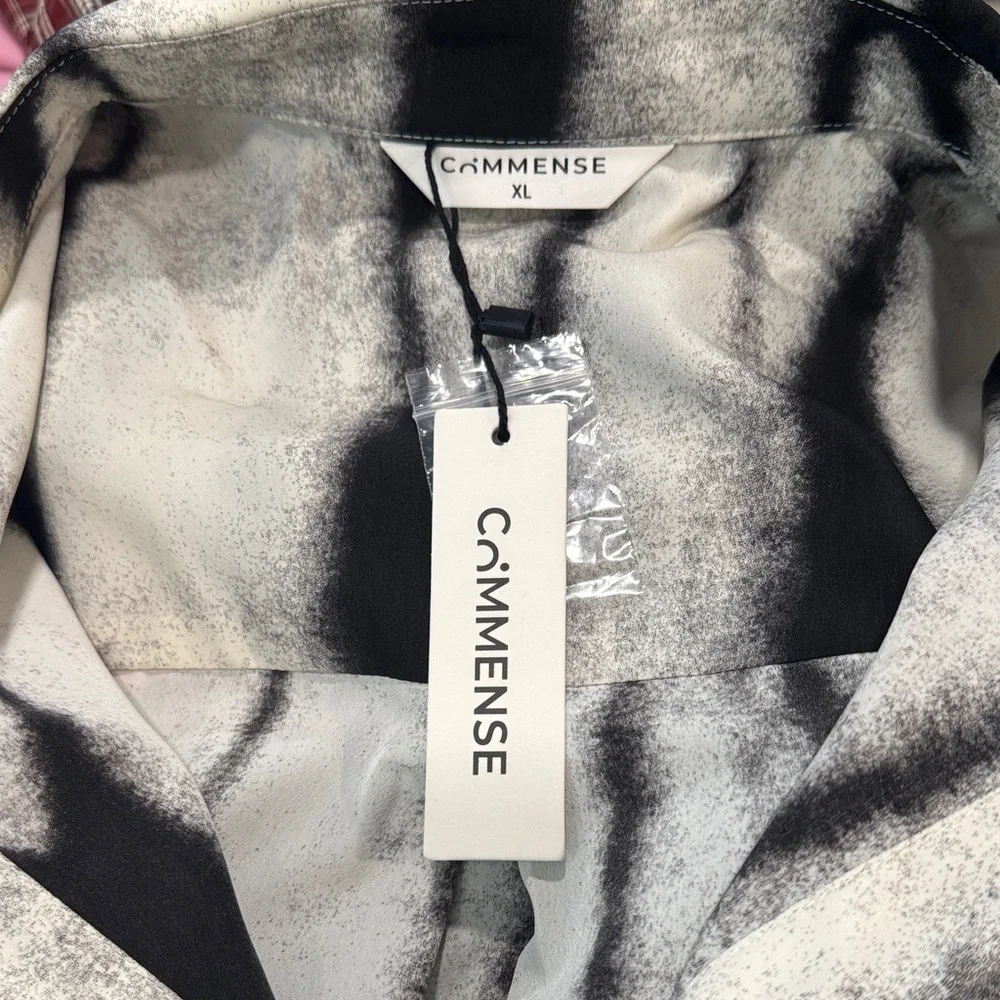 Tie-Dye Oversized Button-Down Shirt in Black and Cream - Picture 5 of 6